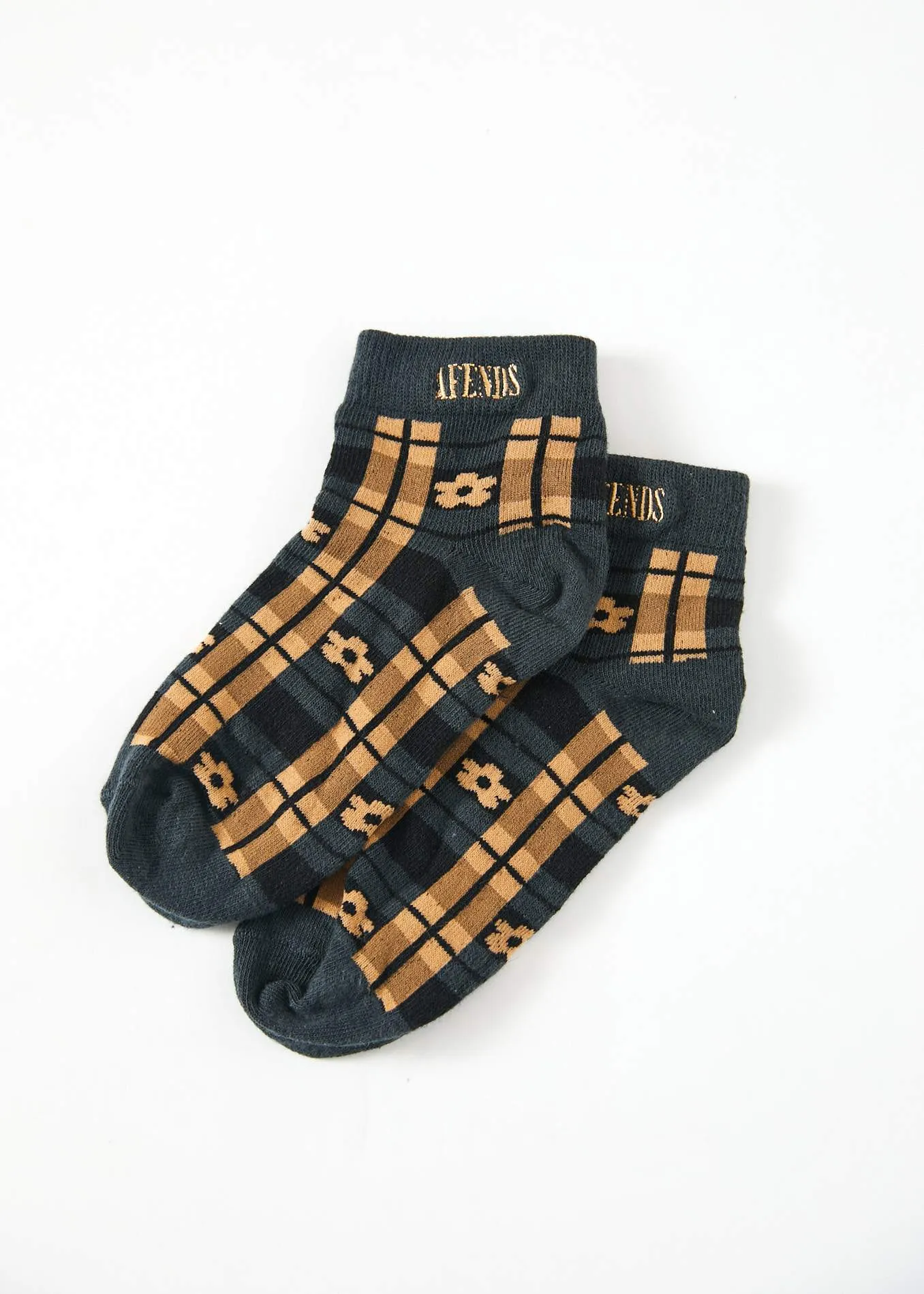 Afends Womens Poppy Check - Socks One Pack - Black & Tan