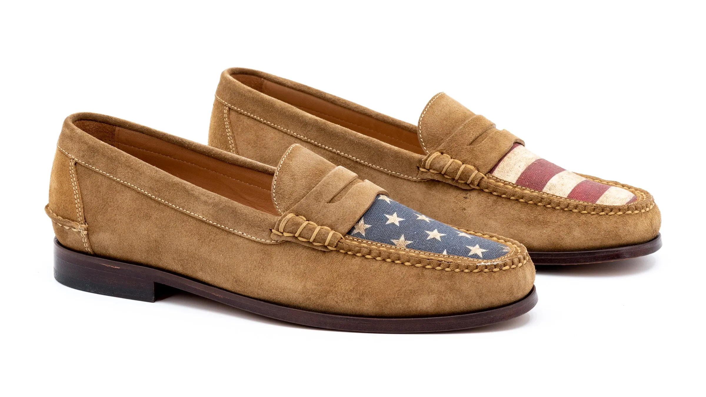 All American Suede Penny Loafers - Khaki