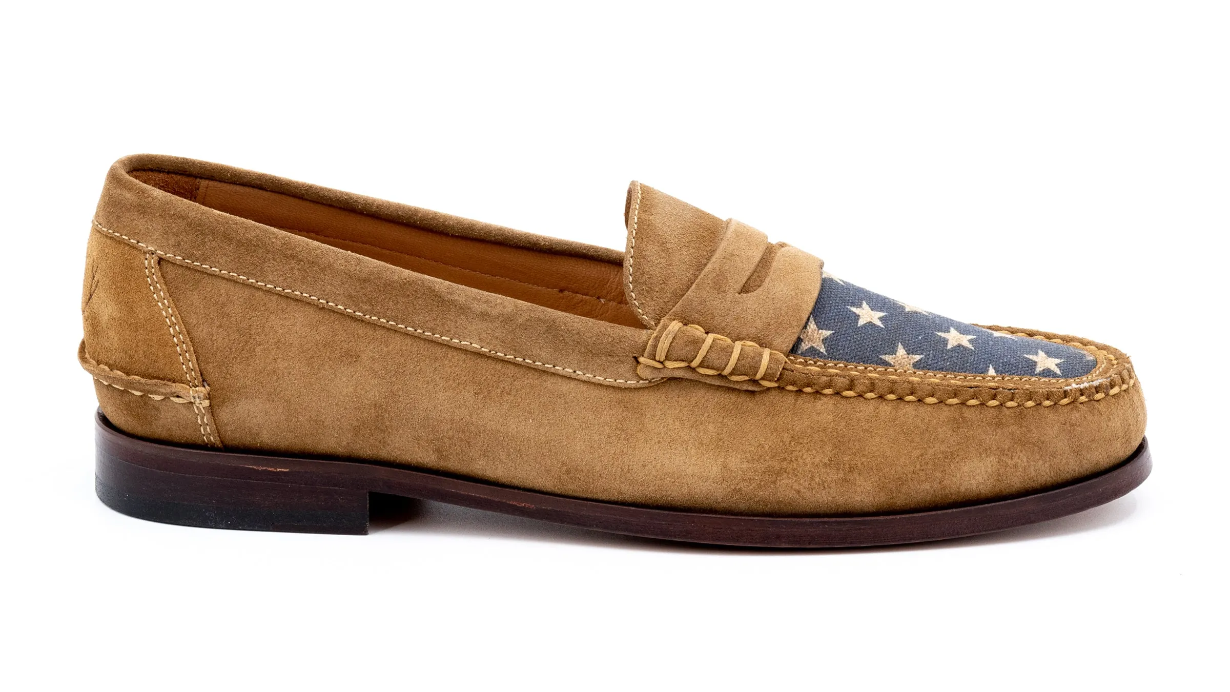 All American Suede Penny Loafers - Khaki