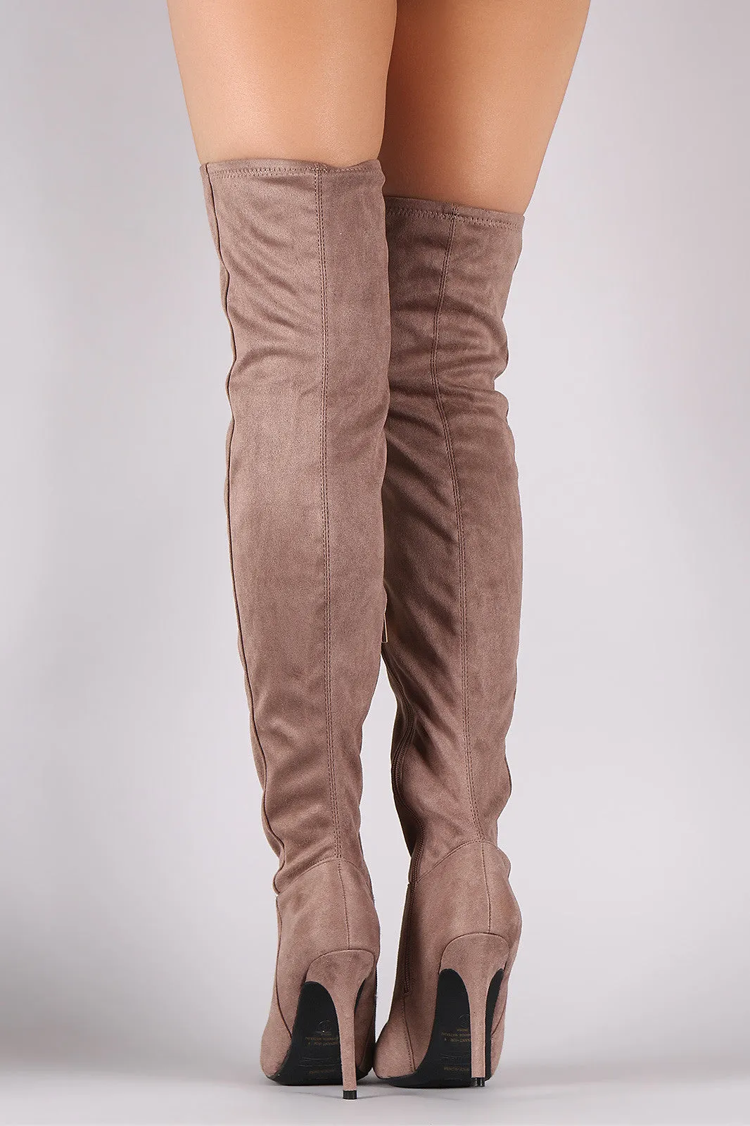 Anne Michelle Fitted Suede Stiletto Over-The-Knee Boots