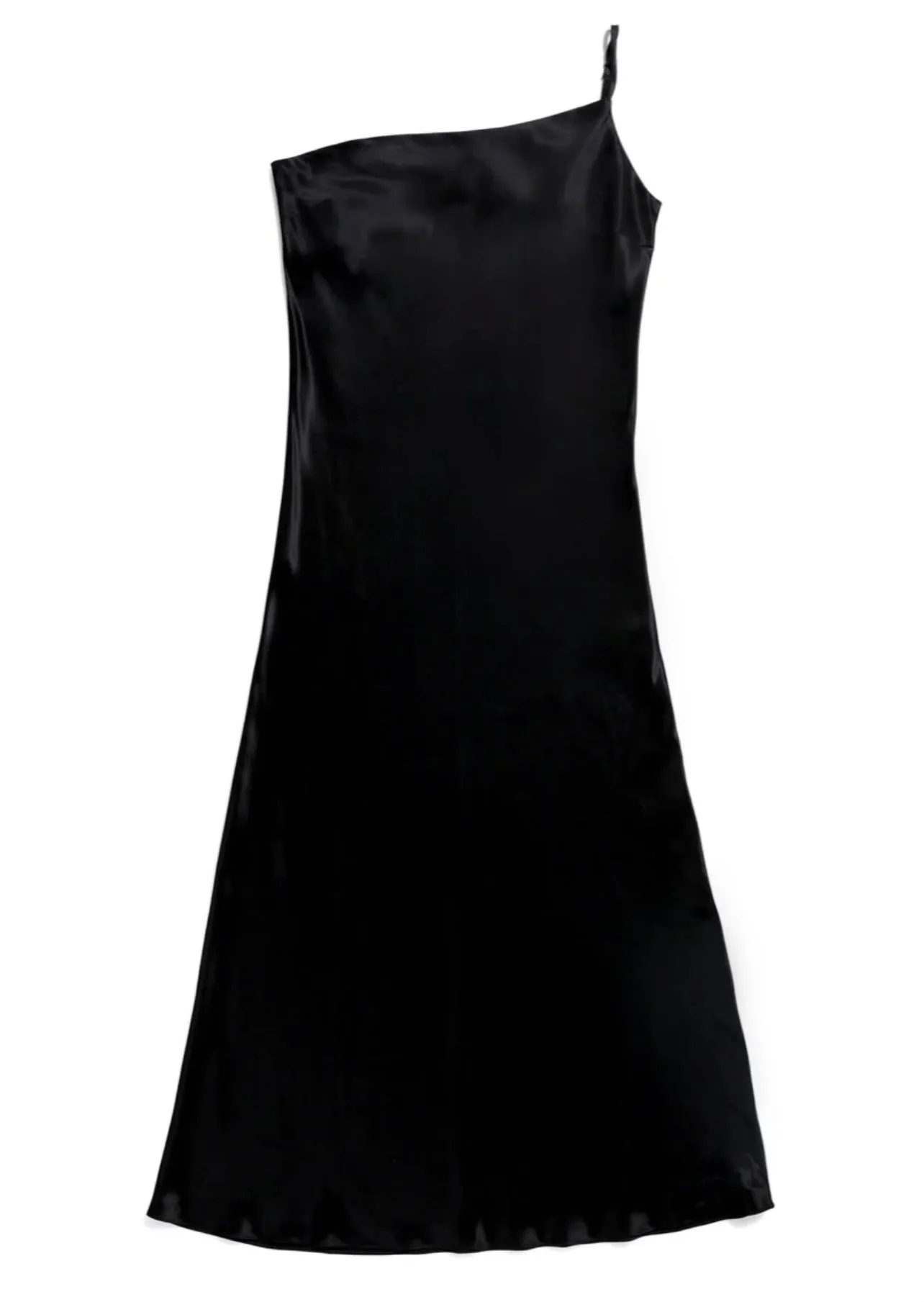 ASYMETRICAL MAXI SLIP DRESS - BLACK