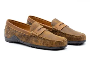 Bill Saddle Leather Penny Loafers - Old Wood