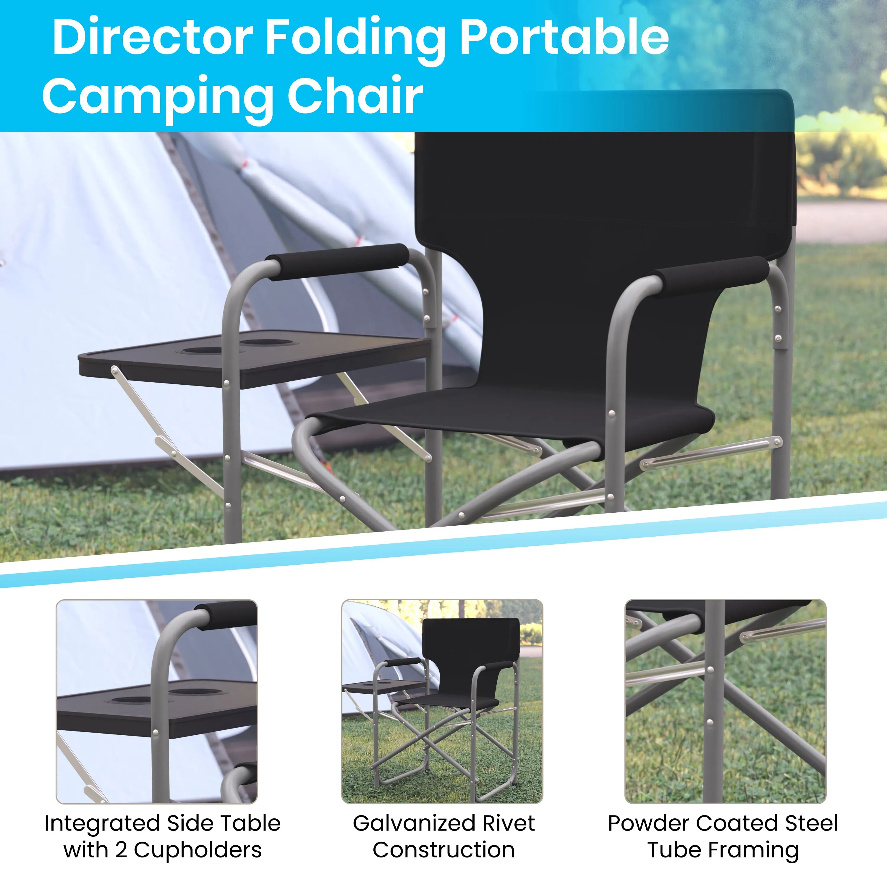 Black Folding Directors Chair JJ-CC305-BK-GG