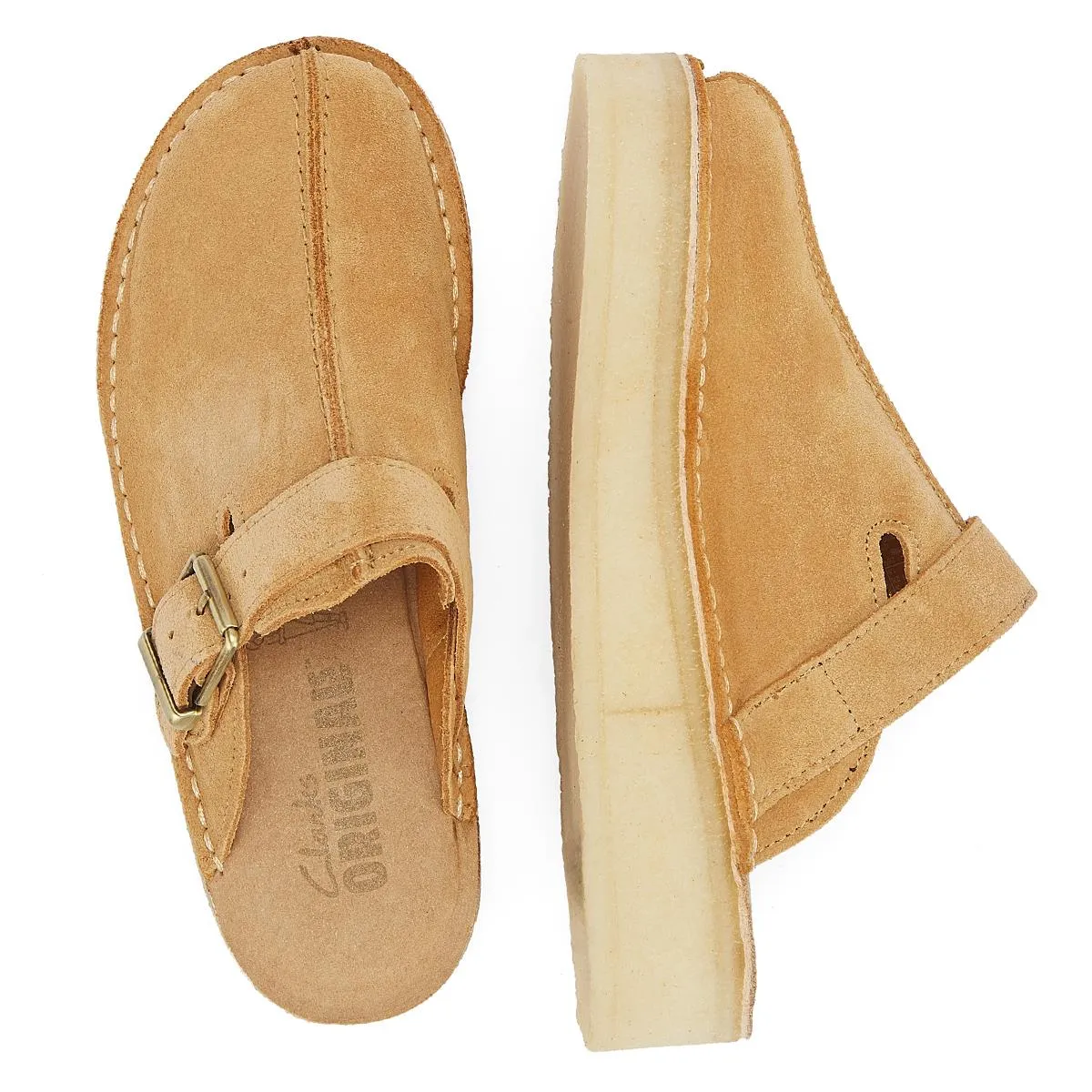 Clarks Original Trek Wedge Women's Mid Tan Suede Mules