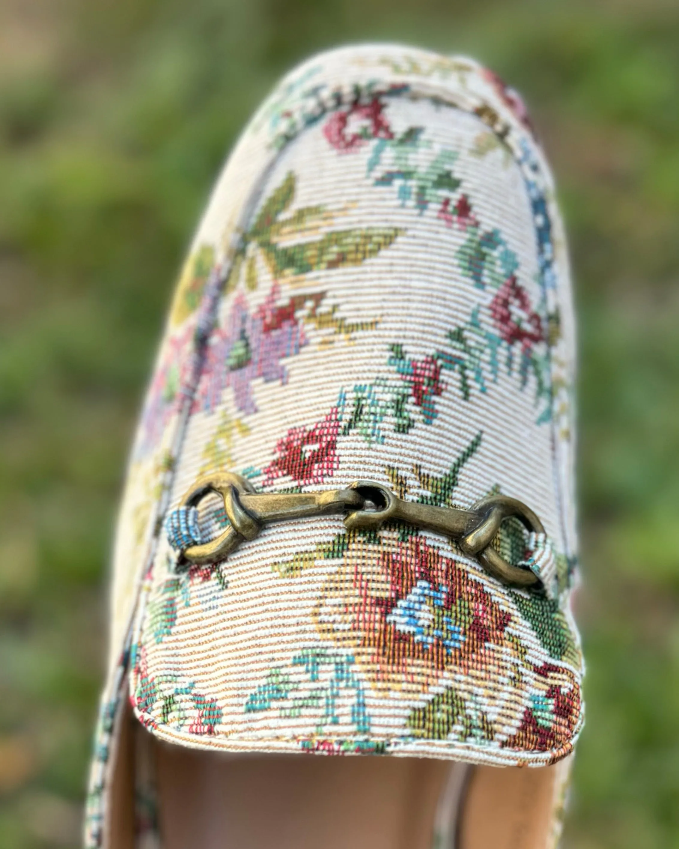 Corkys Sand Brocade Floral Mules