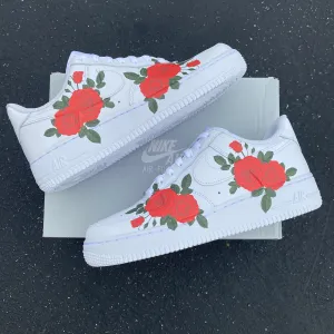 Custom Nike Air Force 1 Red Rose - Custom Nike Shoes