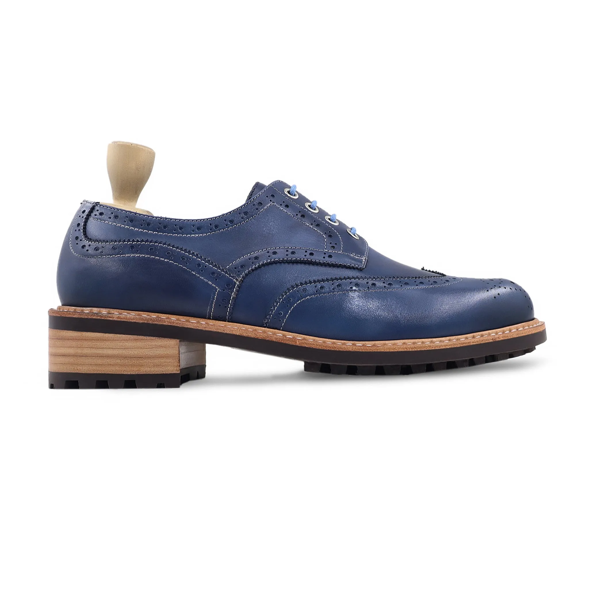 Foster - Men's Blue Calf Leather Derby Shoe