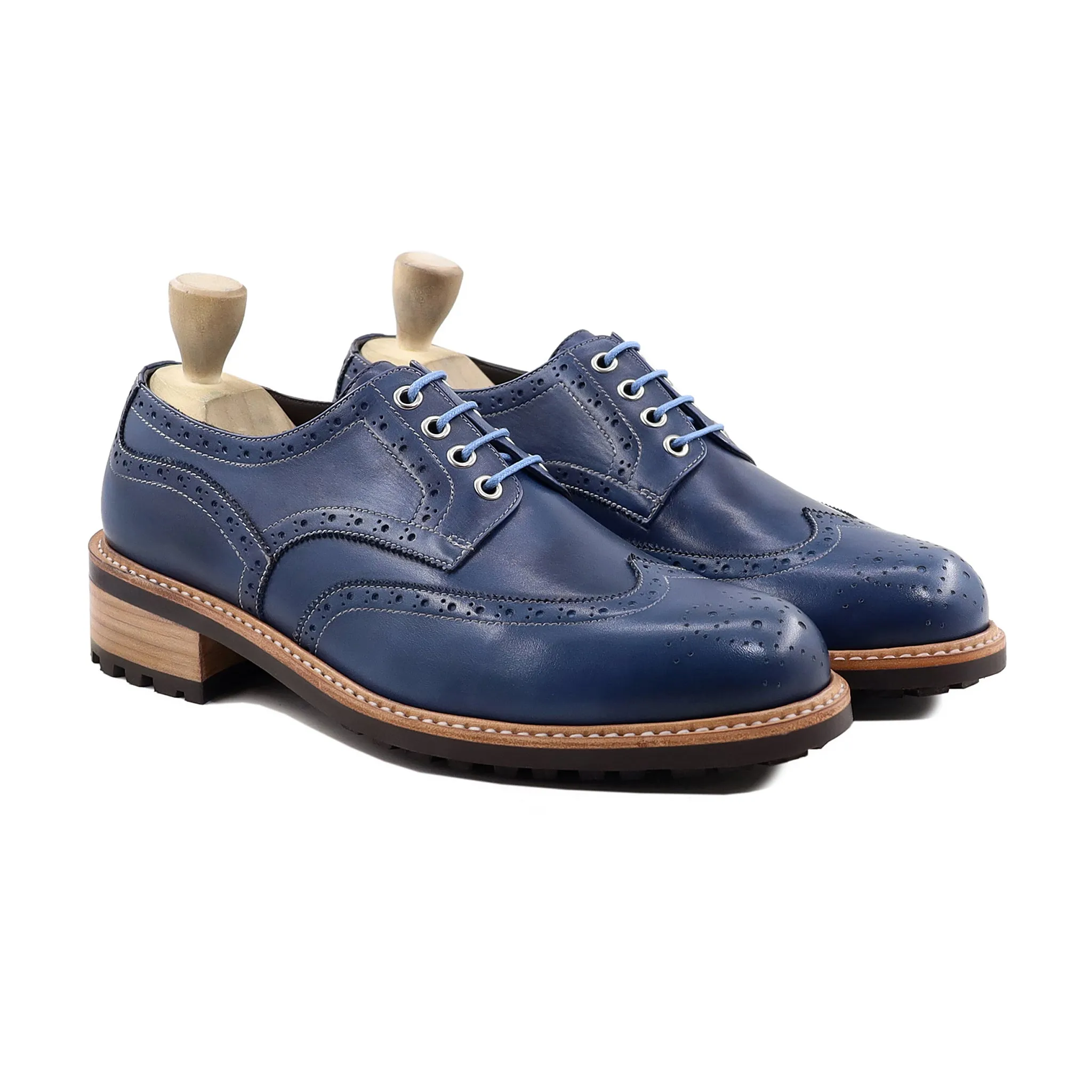 Foster - Men's Blue Calf Leather Derby Shoe