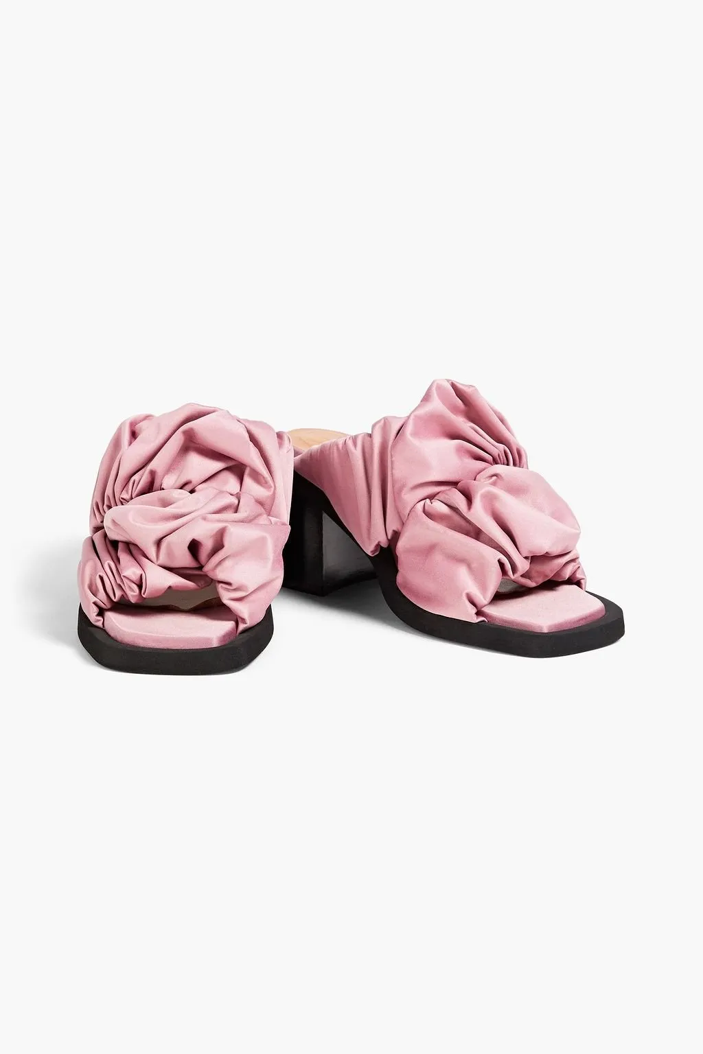 GANNI satin pleated mules, pink