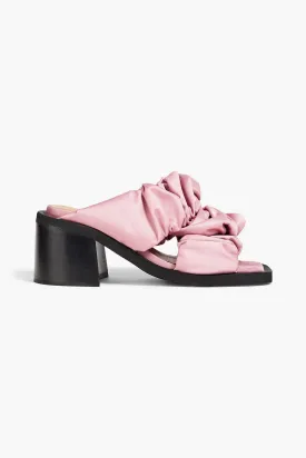 GANNI satin pleated mules, pink