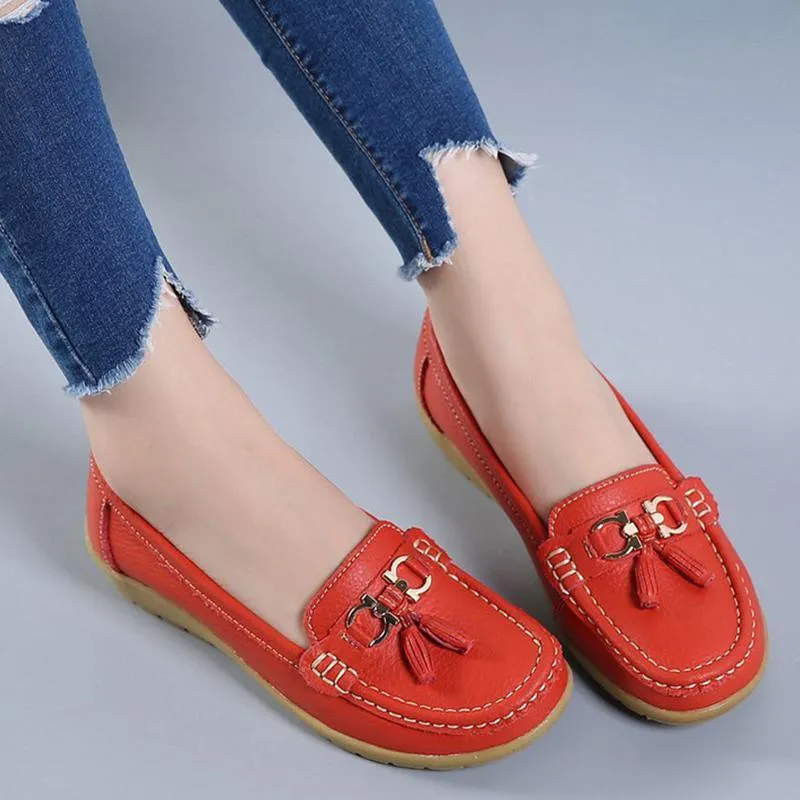 GOT STYLE Womens Flat Split leather Boat Shoes with Bow knot