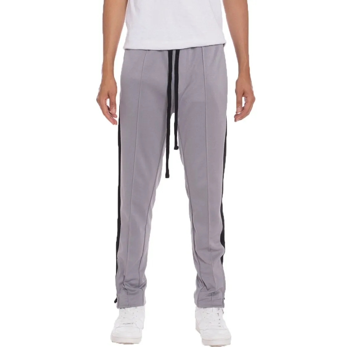 Grey Tricot Striped Track Pants