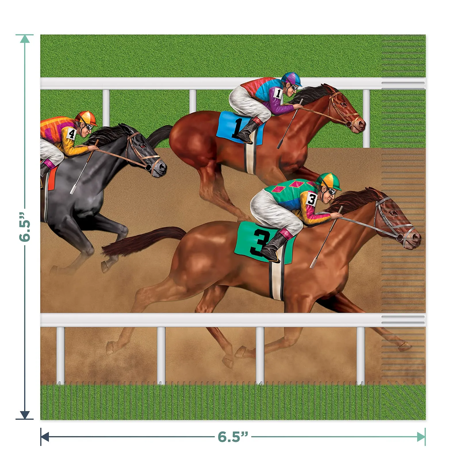 Horse Racing Green Derby Paper Dinner Plates. Napkins, Table Cover, and Streamer Decoration (Serves 16)