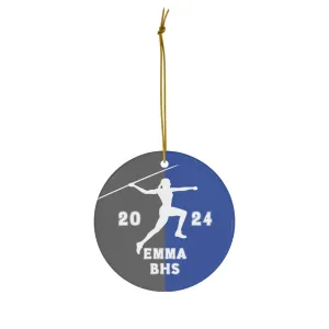 Javelin Ornament, 2024 Personalized Girls Track and Field Christmas Ornament, Ceramic Tree Ornament