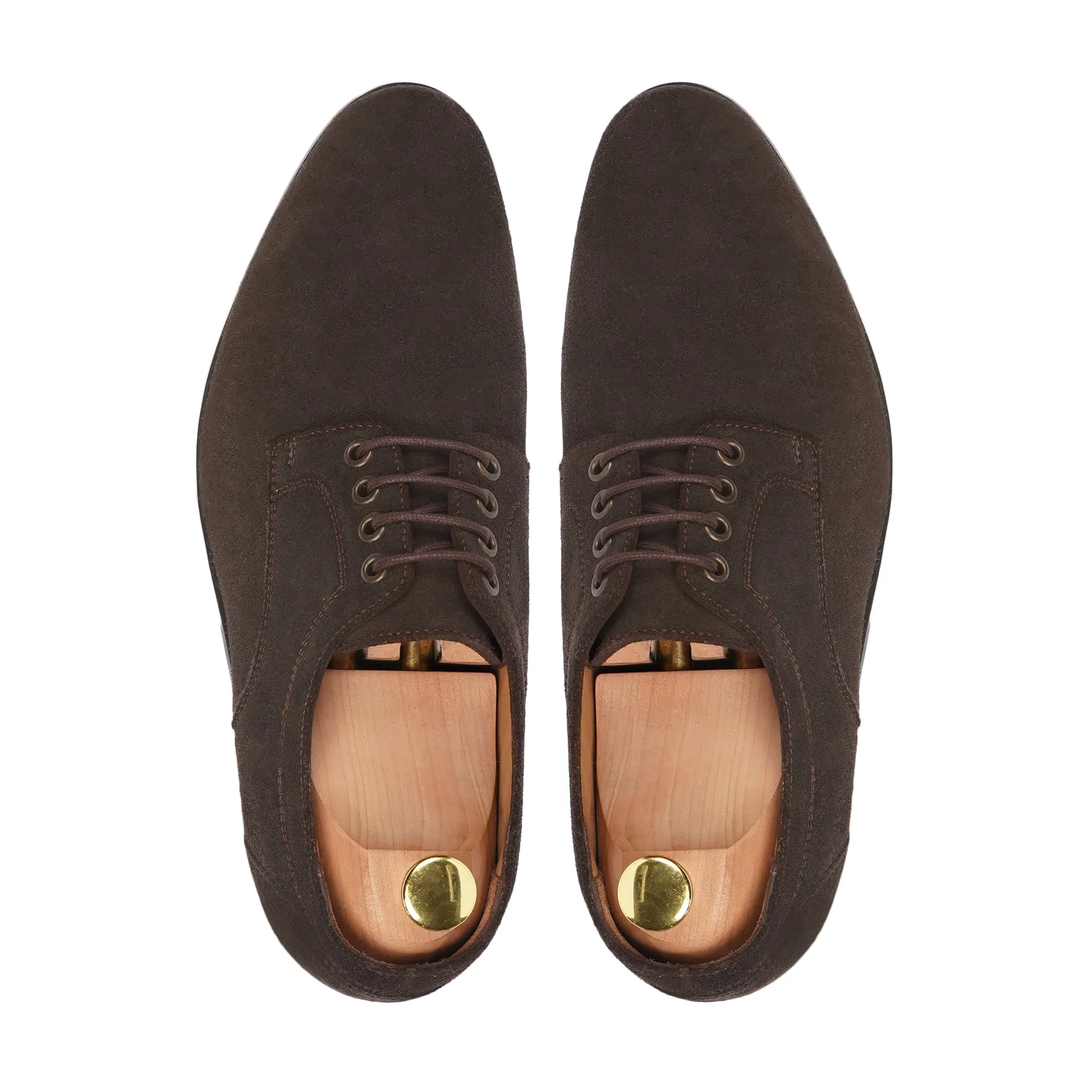 Lee - Men's Dark Brown Kid Suede Derby Shoe