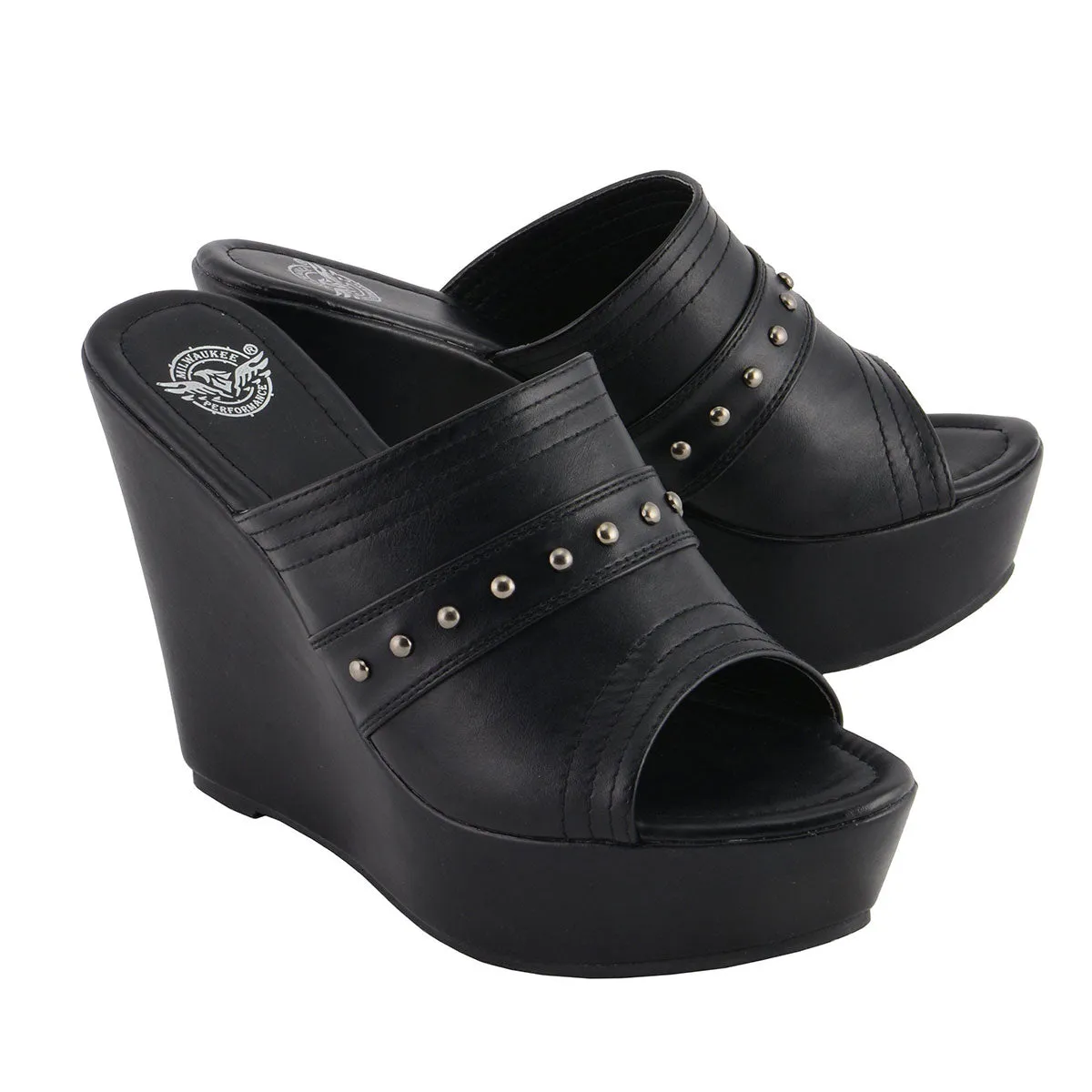 Milwaukee Leather MBL9408 Women's Black Open Toe Fashion Casual