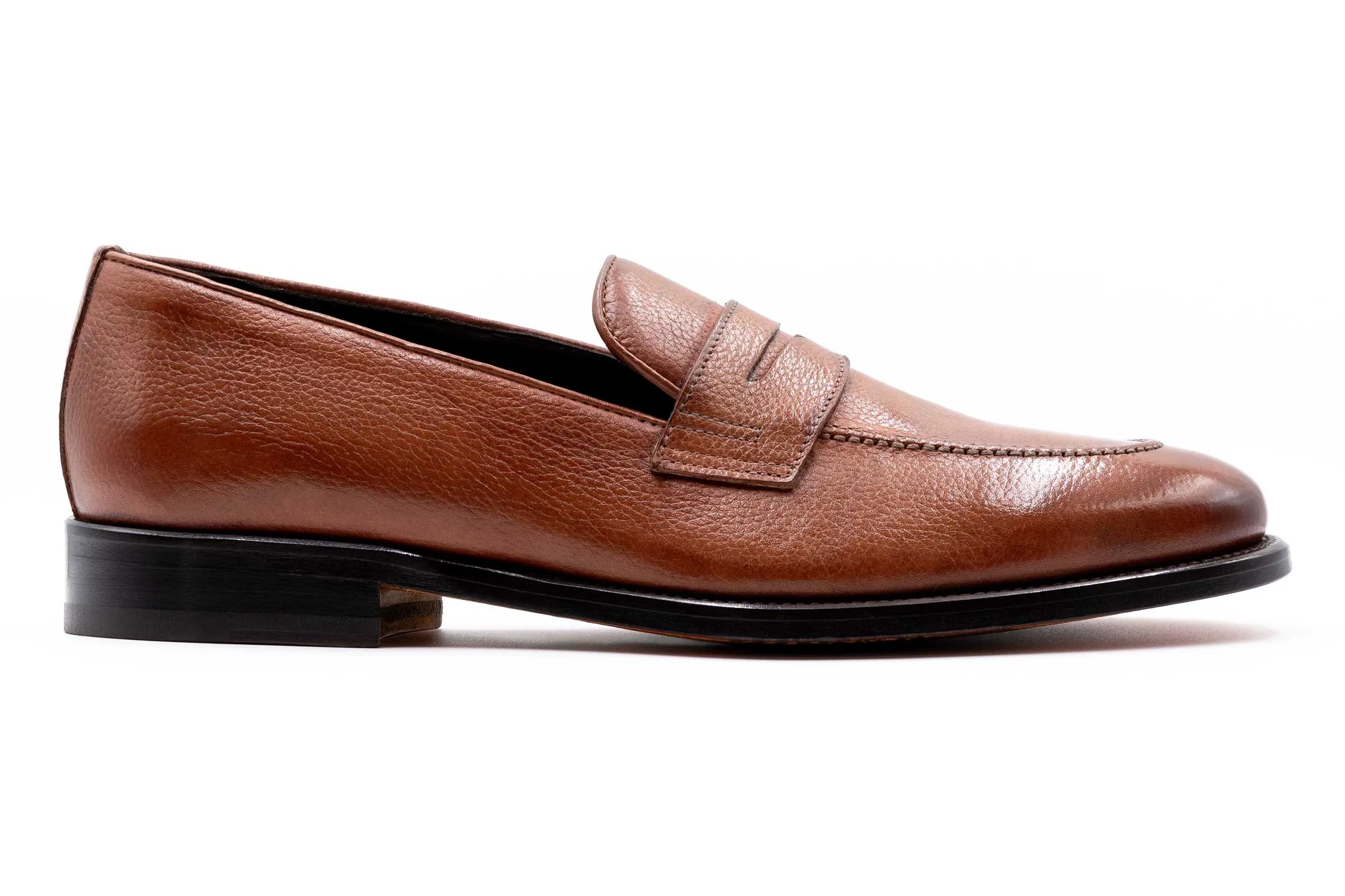 Napoli Italian Calf Leather Penny Loafers - Biscotti