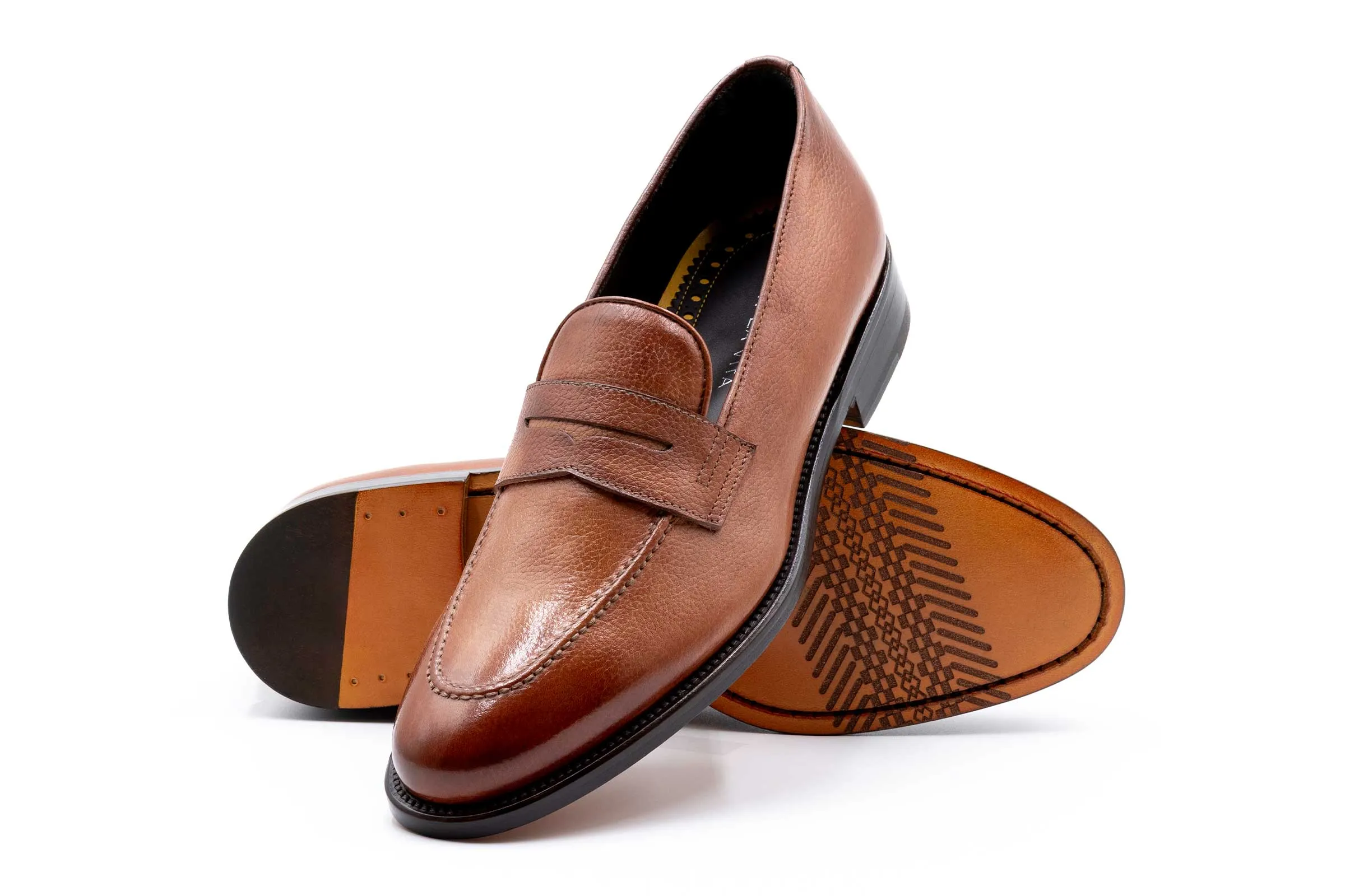 Napoli Italian Calf Leather Penny Loafers - Biscotti