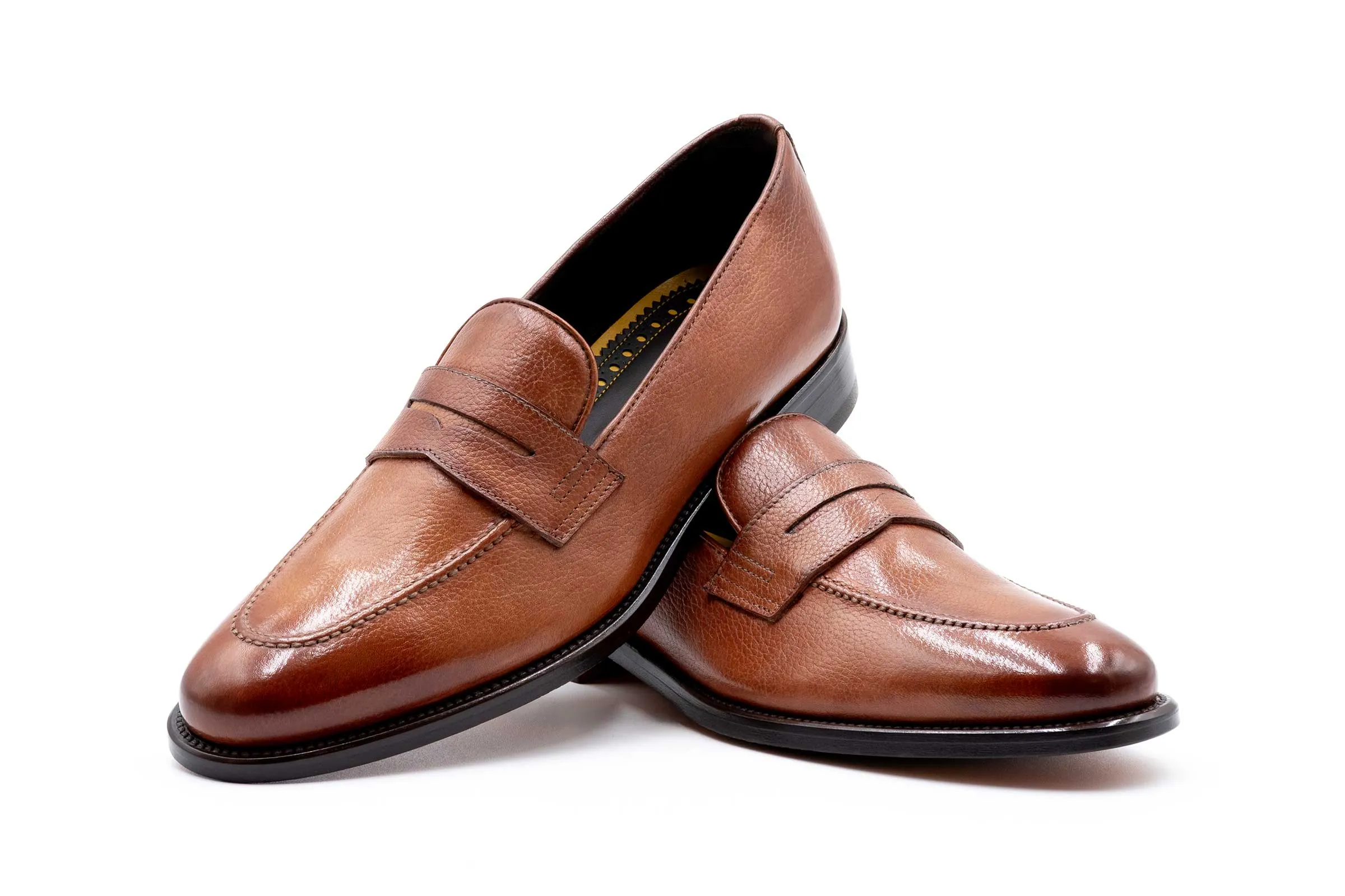 Napoli Italian Calf Leather Penny Loafers - Biscotti