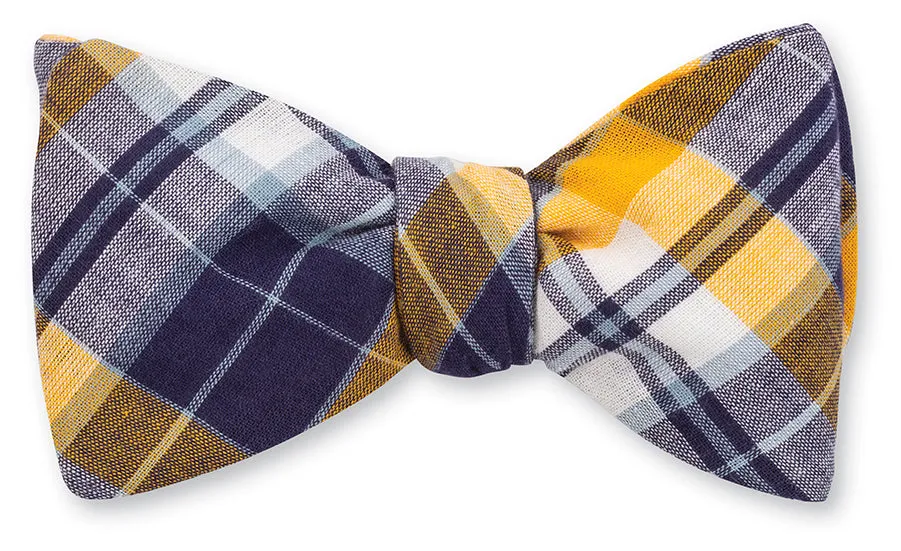 Navy/Gold Madras Bow Tie - B5415