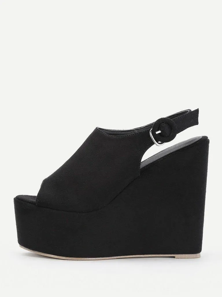 Platform Open Toe Heeled Wedges