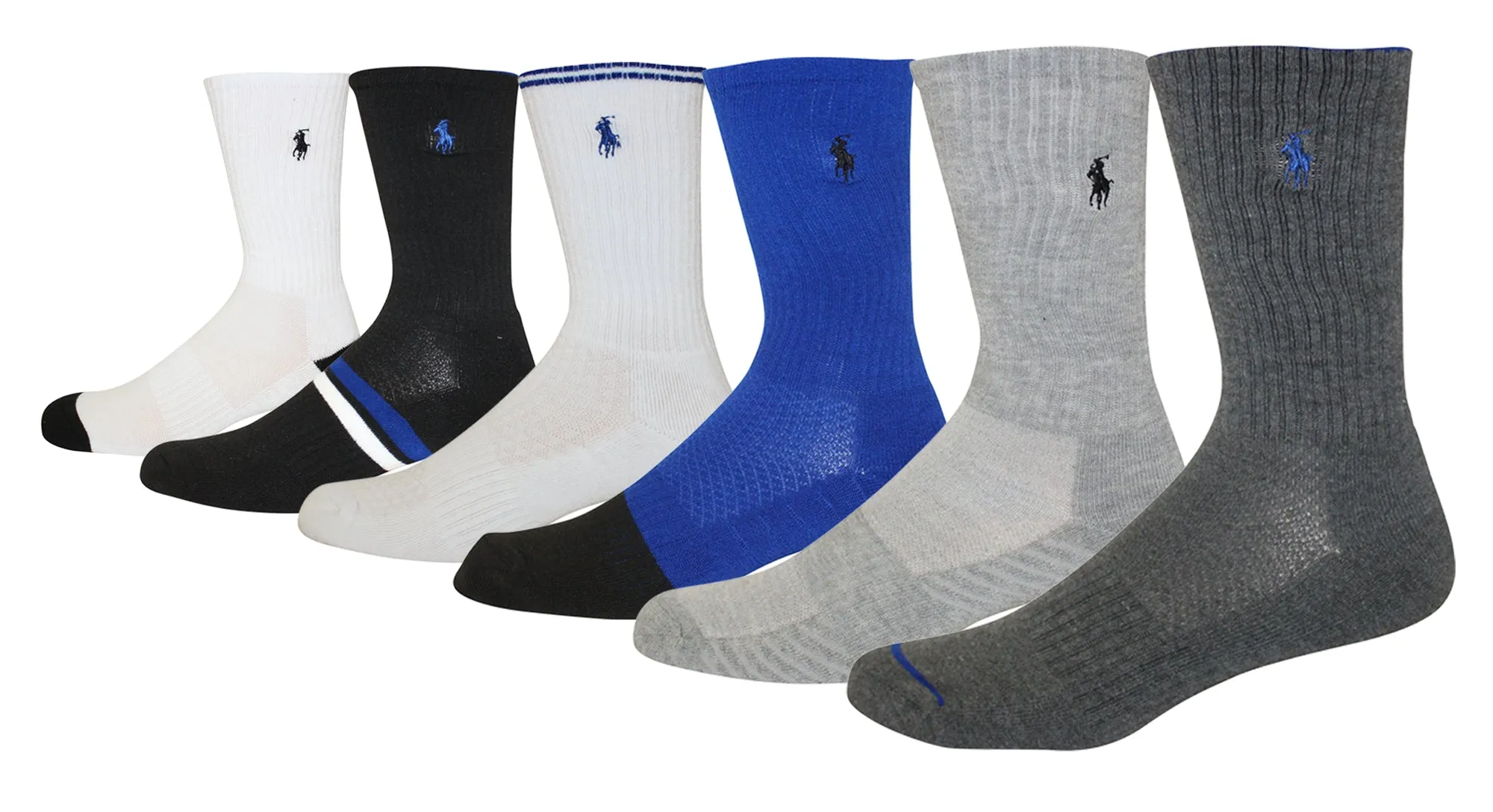 Polo Ralph Lauren Men's 6-Pack Athletic Royal Texture Crew Sock