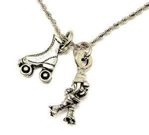 Roller Skating Roller Derby Gnome girl with roller skate 22" Chain Necklace