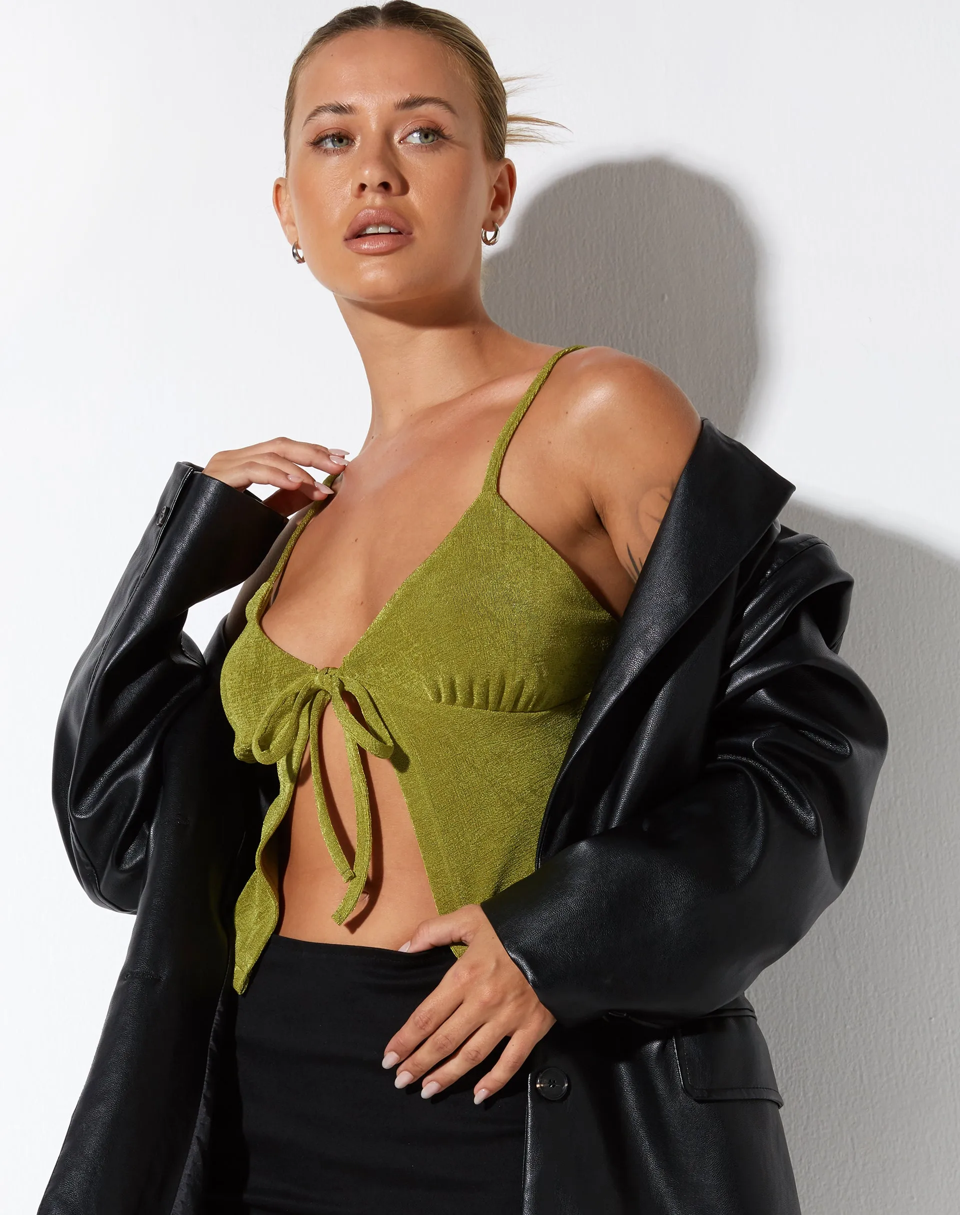 Rumak Top in Crepe Lime