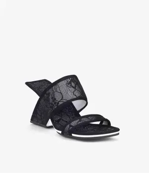 Sonia Black Upper Lace Leather Mules