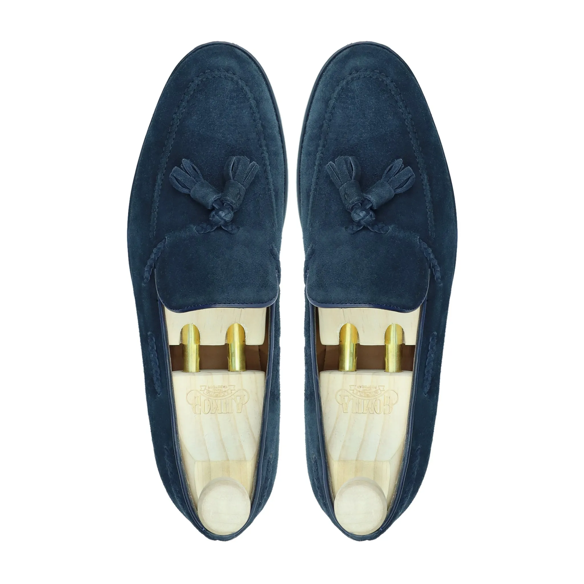 Timore - Men's Navy Blue Kid Suede Loafer