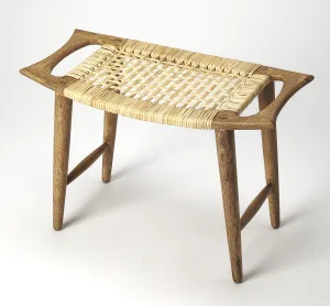 Tristan Natural Wood & Rattan Stool in Light Brown  4424312