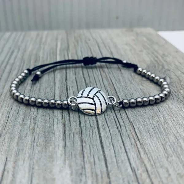 Volleyball Beaded Adjustable Charm Bracelet