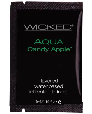 Wicked Sensual Care Collection Aqua Waterbased Lubricant - 3 ml. Packet Candy Apple