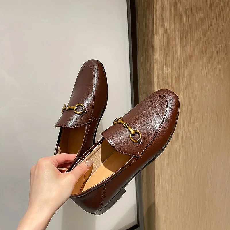 Women Classic Handmade Leather Loafers Flat Shoes